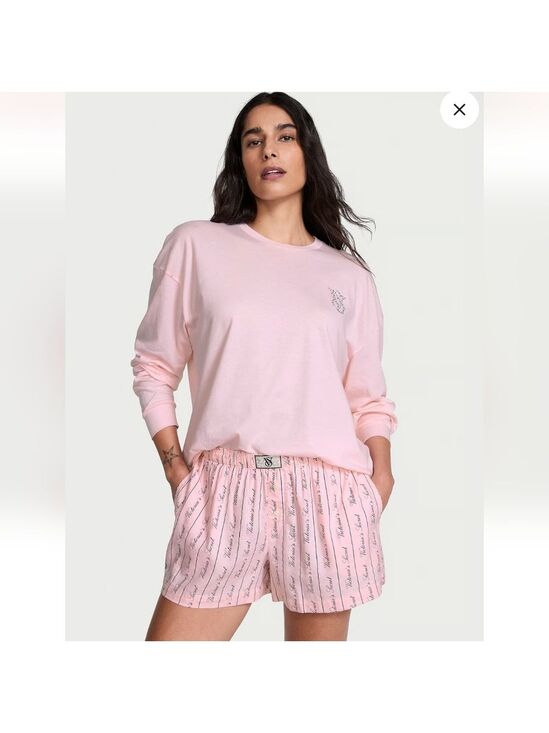 PINK Victoria's Secret Other - New Victoria's SecretFlannel Long-Sleeve Short Tee-Jama Set Small